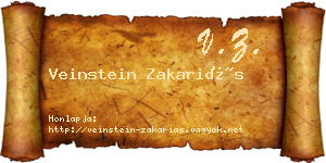 Veinstein Zakariás névjegykártya